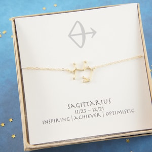 gold zodiac Sagittarius necklace,  birthday gift, custom personalized, gift for women girl, minimalist, simple necklace, layered