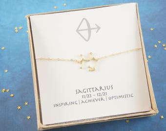 gold zodiac Sagittarius necklace,  birthday gift, custom personalized, gift for women girl, minimalist, simple necklace, layered