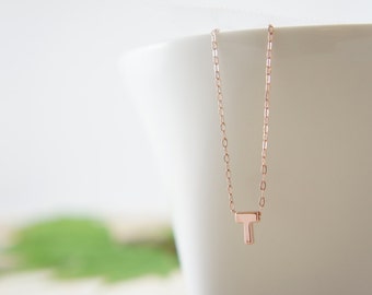 Rose Gold Letter, Alphabet, Initial capital "T" necklace, birthday gift, lucky charm, layered necklace