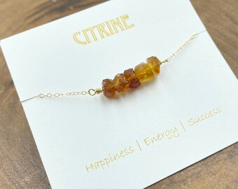 Citrine necklace, light yellow, birthday gift, trendy, rough nuggets, high quality, raw natural Citrine