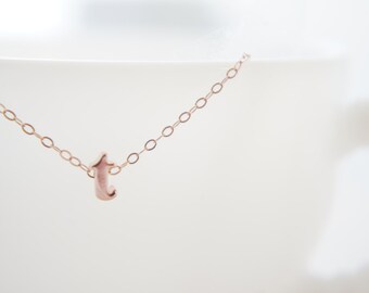 Rose Gold Letter, Alphabet, Initial  "t" necklace, birthday gift, lucky charm, layered necklace, trendy