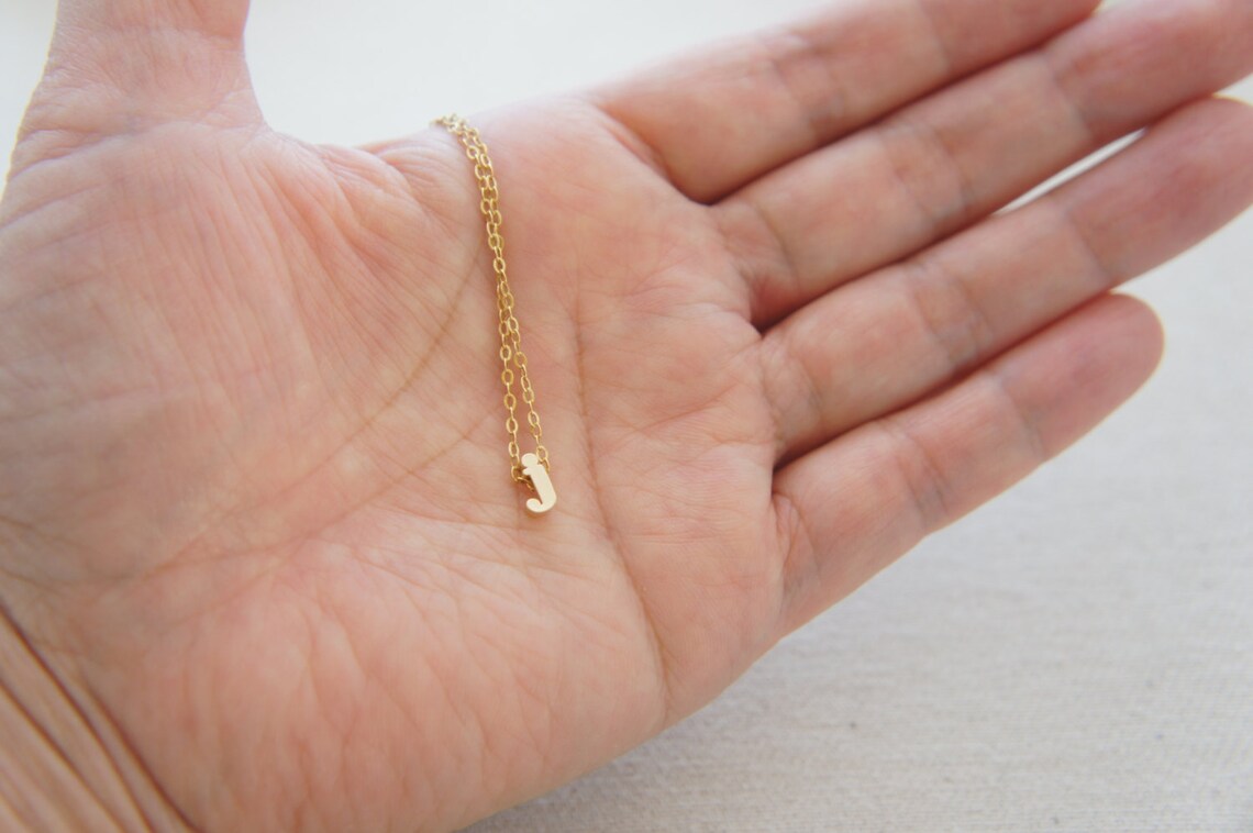 Gold Letter Alphabet Initial j necklace Etsy