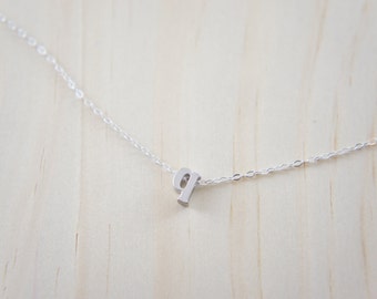 Silver Letter, Alphabet, Initial  "q" necklace, birthday gift, lucky charm, layered necklace, trendy