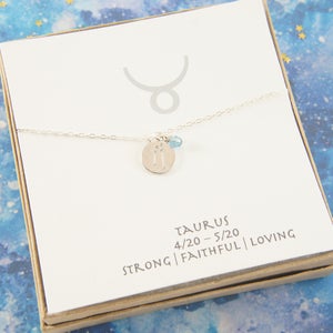 silver zodiac Taurus  necklace, birthday gift, custom personalized, gift for women girl, minimalist, simple necklace, layered