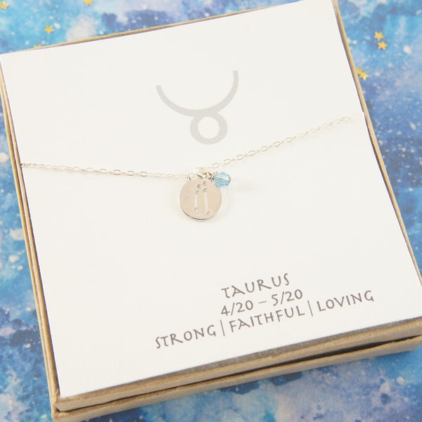 silver zodiac Taurus  necklace, birthday gift, custom personalized, gift for women girl, minimalist, simple necklace, layered