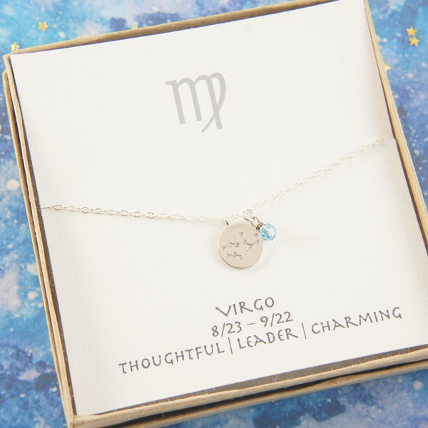 silver zodiac VIRGO necklace, birthday gift, custom personalized, gift for women girl, minimalist, simple necklace, layered