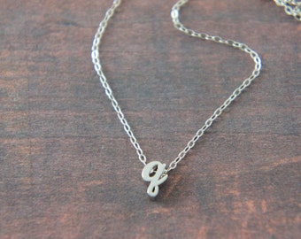 Cursive silverLetter, Alphabet, Initial  "q" necklace, birthday gift, lucky charm, bridesmaid, bridal, wedding, layered necklace