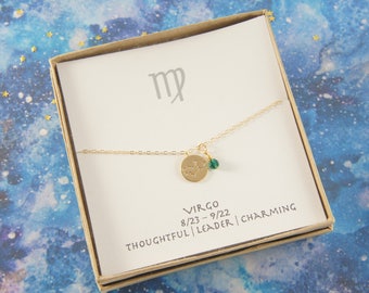 gold zodiac VIRGO necklace, birthday gift, custom personalized, gift for women girl, minimalist, simple necklace, layered