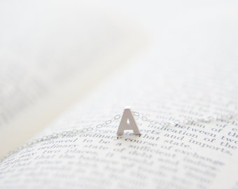 Silver Letter, Alphabet, Initial  capital "A" necklace, birthday gift, lucky charm, layered necklace, trendy