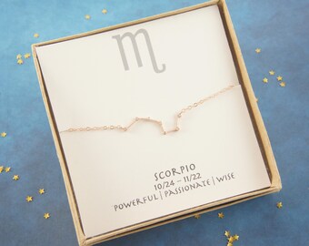 rose gold zodiac Scorpio necklace, birthday gift, custom personalized, gift for women girl, minimalist, simple necklace, layered