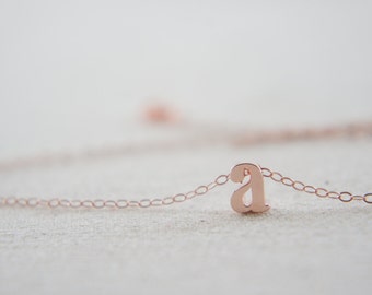 Rose Gold Letter, Alphabet, Initial  "a" necklace, birthday gift, lucky charm, layered necklace, trendy