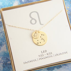 collier zodiaque Lion, juillet, cadeau d'anniversaire d'août, personnalisé personnalisé, cadeau pour femme fille, minimaliste, collier simple, en couches