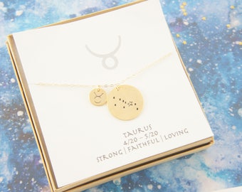 zodiac Taurus necklace, April May birthday gift, custom personalized, gift for women girl, minimalist, simple necklace, layered