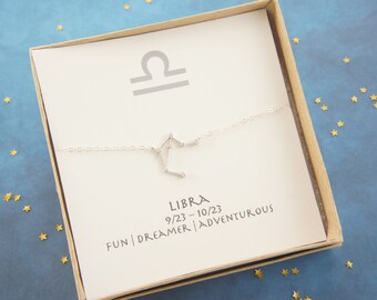 silver zodiac Libra  necklace, birthday gift, custom personalized, gift for women girl, minimalist, simple necklace, layered