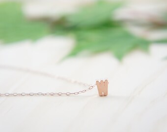 Rose Gold Letter, Alphabet, Initial capital "W" necklace, birthday gift, lucky charm, layered necklace, trendy