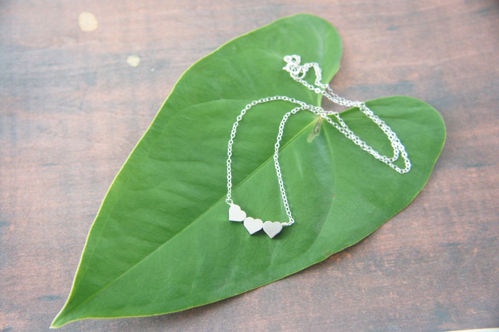 Silver Triple Heart Necklace Tiny Heart Tiny Charm Modern Etsy