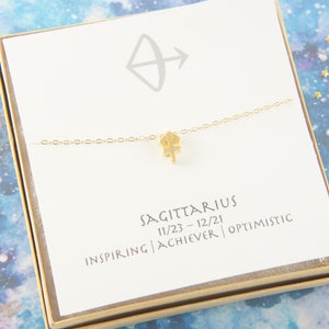 gold zodiac Sagittarius necklace,  birthday gift, custom personalized, gift for women girl, minimalist, simple necklace, layered