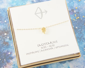 gold zodiac Sagittarius necklace,  birthday gift, custom personalized, gift for women girl, minimalist, simple necklace, layered