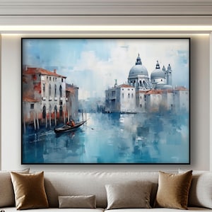 Venice, Italy, 100% Hand Painted Oil Painting, City Landscape, Cityscape, Abstract Canvas Art, Textured Wall Decor for Living Room & Office