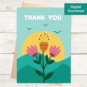 Printable Thank You Card - Instant Download - Say Thanks, Thank You Greeting Card, Appreciation Card
