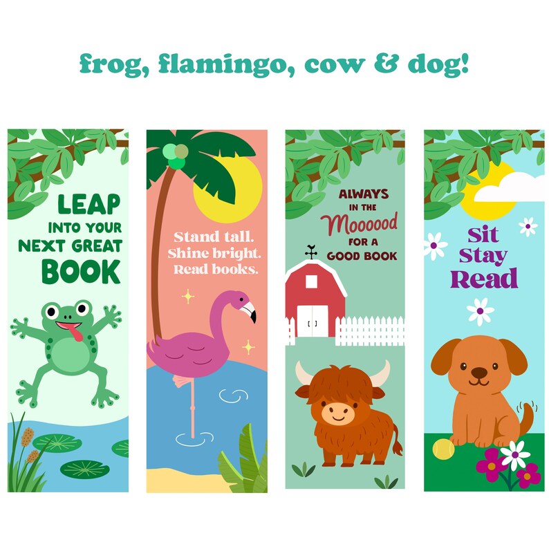 Cute Animal Bookmarks – Printable Set of 8 (digital Download) - Etsy