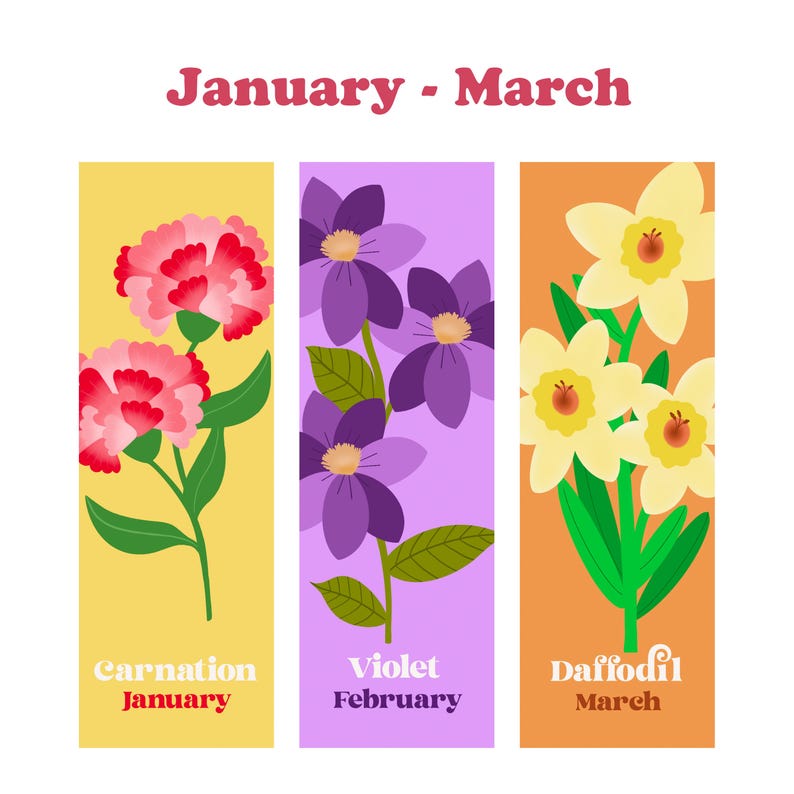 Birth Month Flower Bookmarks: Printable Floral Designs (PDF Download ...