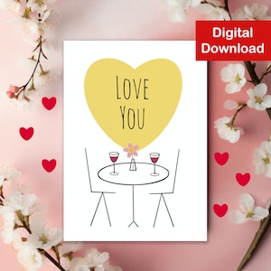 Printable Love Card - Digital Download - Everyday Love, Anniversary or Valentine's Day Card, Show Your Love with this Cute Greeting Card