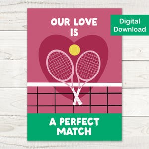 Printable Tennis Love Card - Digital Download - Everyday Love, Anniversary or Valentine's Day Card for Tennis People