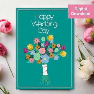 Printable Wedding Card - Instant Download - Congrats on Your Marriage, Wedding Bouquet, Greeting Card, Marriage Card