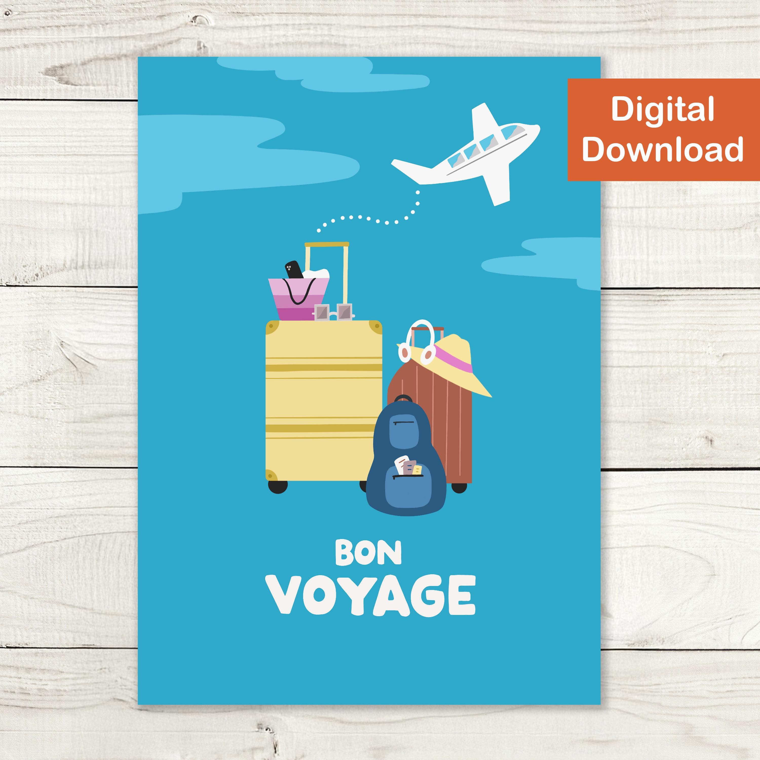 Cute Bon Voyage Card – Printable Travel Greeting (digital Download