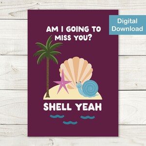 Cute Printable Miss You Card - Instant Download - Bon Voyage, Goodbye Card, Tropical Theme, Greeting Card