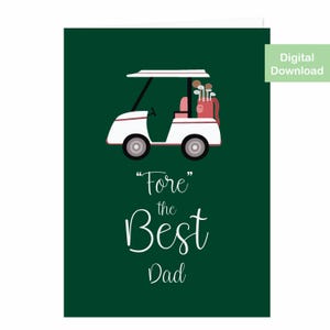 Printable Golf Father's Day Greeting Card - Instant Digital Download - For Golf Dad, Golf Card for Dad, Happy Father's Day Card