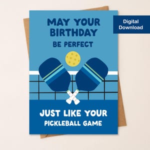 Printable Pickleball Birthday Card - Digital Download - Cute Happy Birthday Card for Pickleball People, Pickleball Paddles