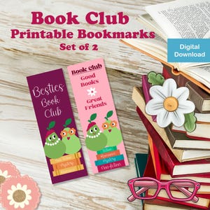 Cute Printable Book Club Bookmarks - Instant Digital Download - Set of 2 Bookmarks, Best Friends Book Club, Gift for Book Club Friends