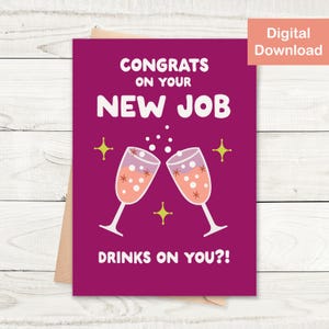 Printable New Job Congratulations Card - Instant Digital Download - Funny Congrats on Your New Job Card, Promotion Card