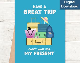Printable Funny Bon Voyage Card - Instant Download - Cute Bon Voyage, Have a Great Trip, Greeting Card