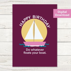 Printable Sailboat Birthday Card: Tropical Ocean Vibe (Digital Download)