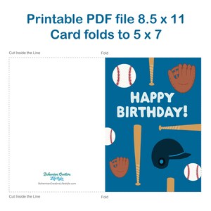 Printable Baseball Birthday Card - Digital Download - for Baseball ...