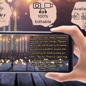 Carte Happy Hanukkah - Menorah Design, téléchargement numérique, voeux personnalisable, carte de la Fête des lumières