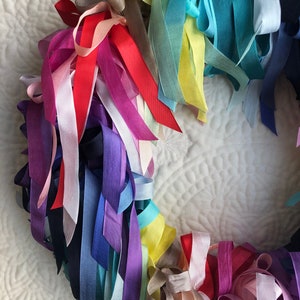 WREATH Rainbow Silk Organza Ribbon Wreath image 2