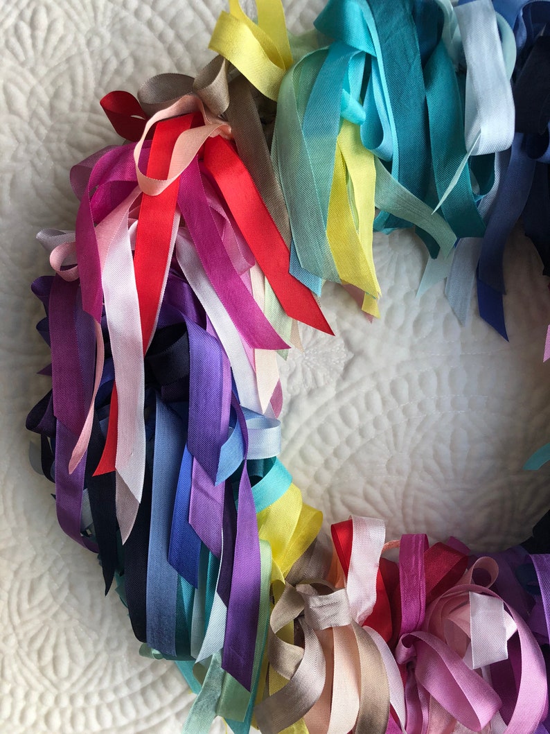WREATH Rainbow Silk Organza Ribbon Wreath image 2