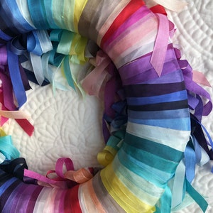 WREATH Rainbow Silk Organza Ribbon Wreath image 3