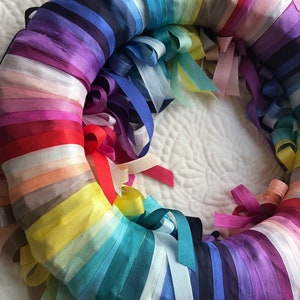 WREATH Rainbow Silk Organza Ribbon Wreath image 5