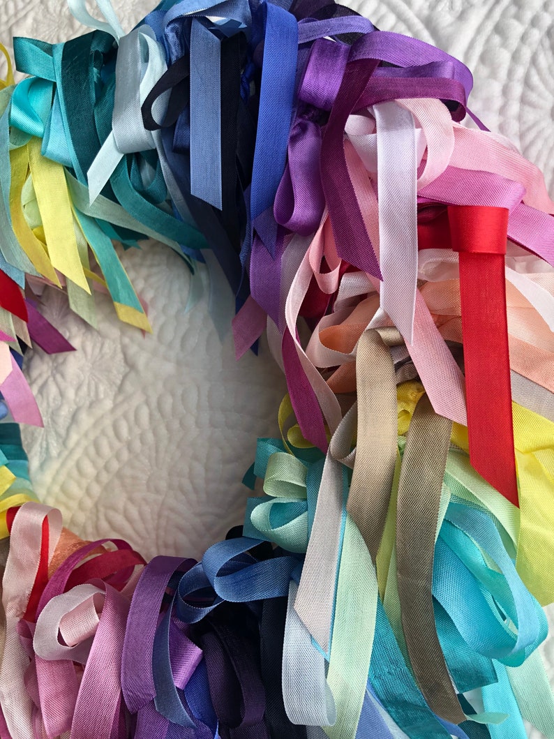 WREATH Rainbow Silk Organza Ribbon Wreath image 6