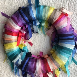 WREATH Rainbow Silk Organza Ribbon Wreath image 4