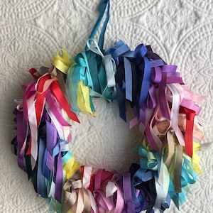 WREATH Rainbow Silk Organza Ribbon Wreath image 1