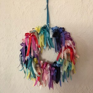 WREATH Rainbow Silk Organza Ribbon Wreath image 8