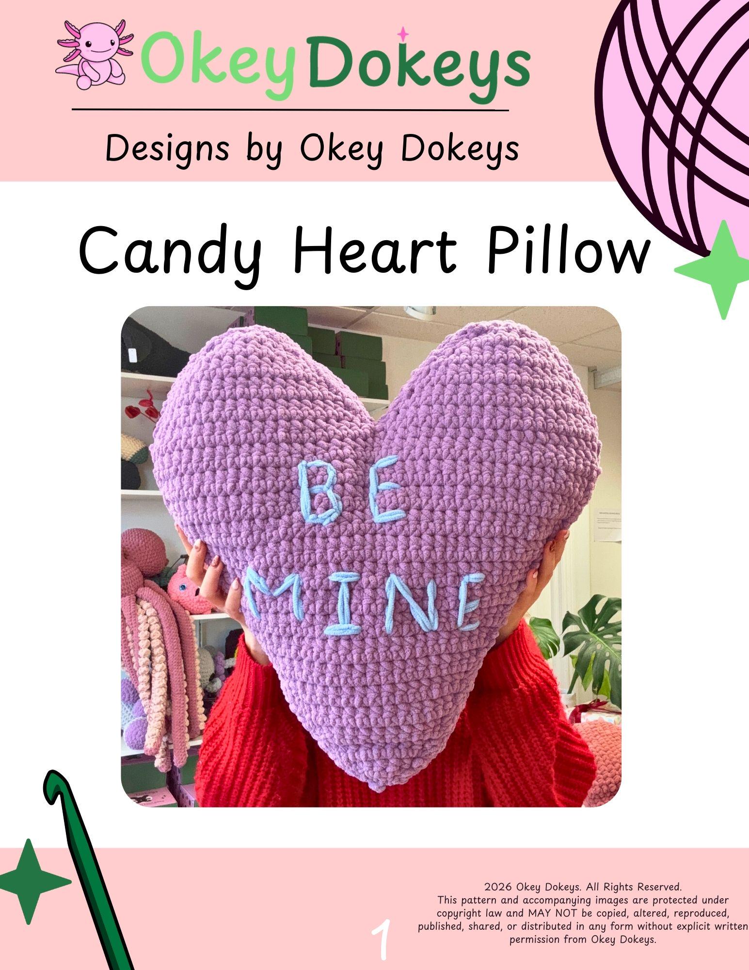 Candy Heart Pillow Crochet Pattern