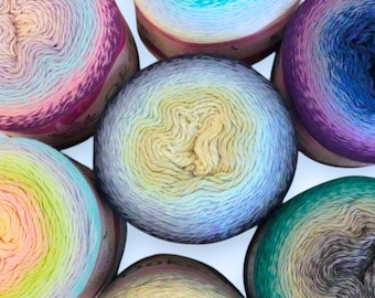 Gradient Cotton Acrylic Yarn Cake, Fingering Weight, Shawl & Crochet Yarn