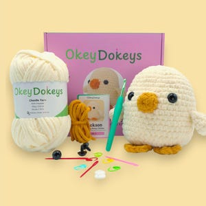 Baby Booty Crochet Chicken Kit - Beginner Amigurumi Crochet Kit DIY Plushie Crochet Kit Crochet Farm Animal Kit Craft Kit for Adults & Kids